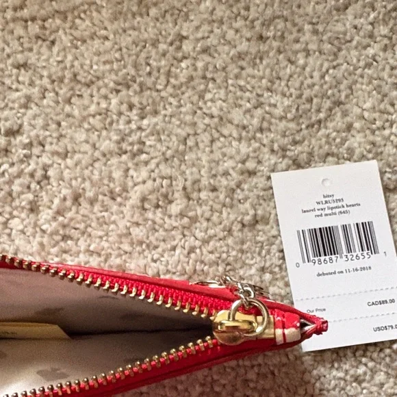 Kate Spade Red and White Heart Pouch - Picture 4 of 7